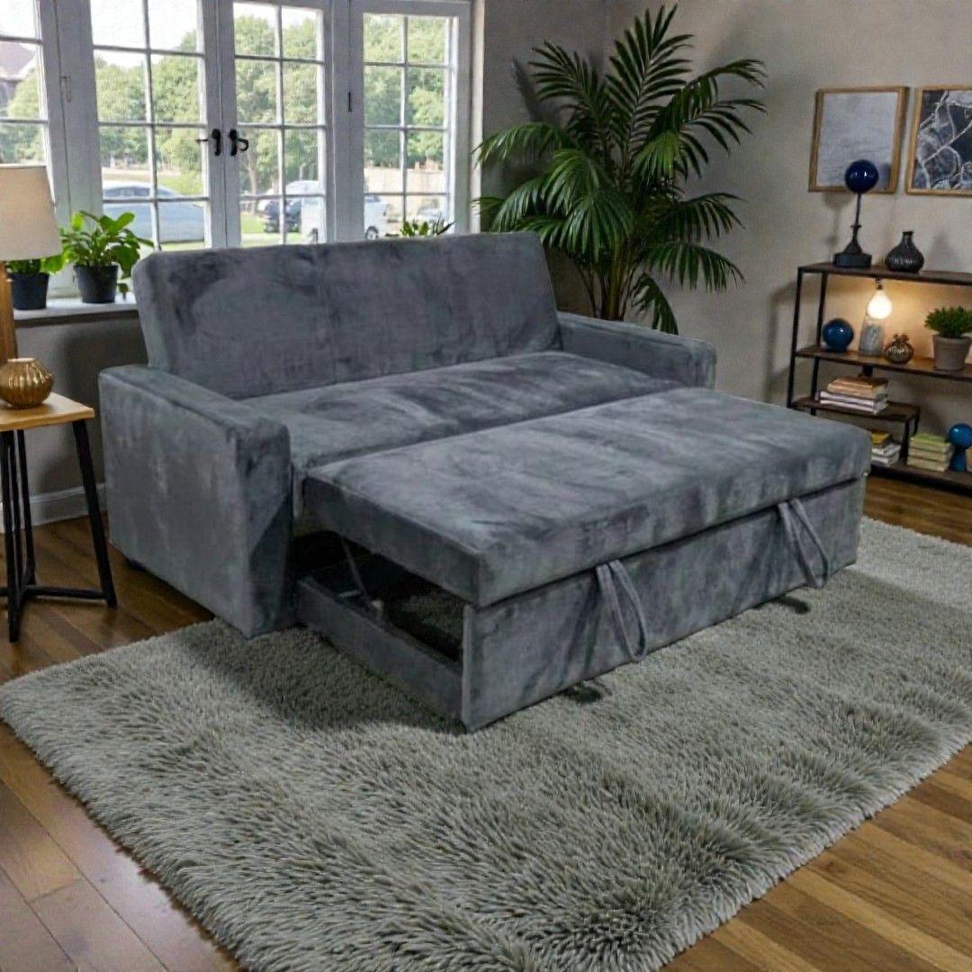 SOFA CAMA MILANO TRES POSICIONES FELPA GRIS OSCURO-3