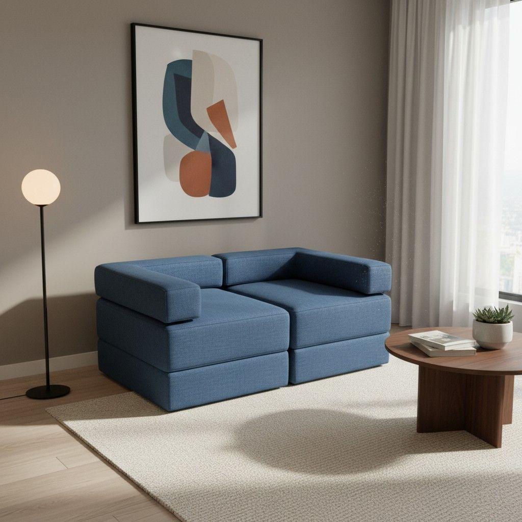 SOFA CAMA ARKOS DOS CUERPOS EN LINO AZUL-0