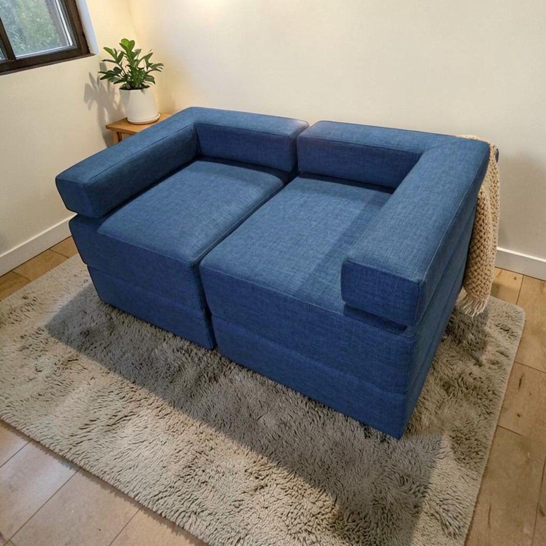 SOFA CAMA ARKOS DOS CUERPOS EN LINO AZUL-4