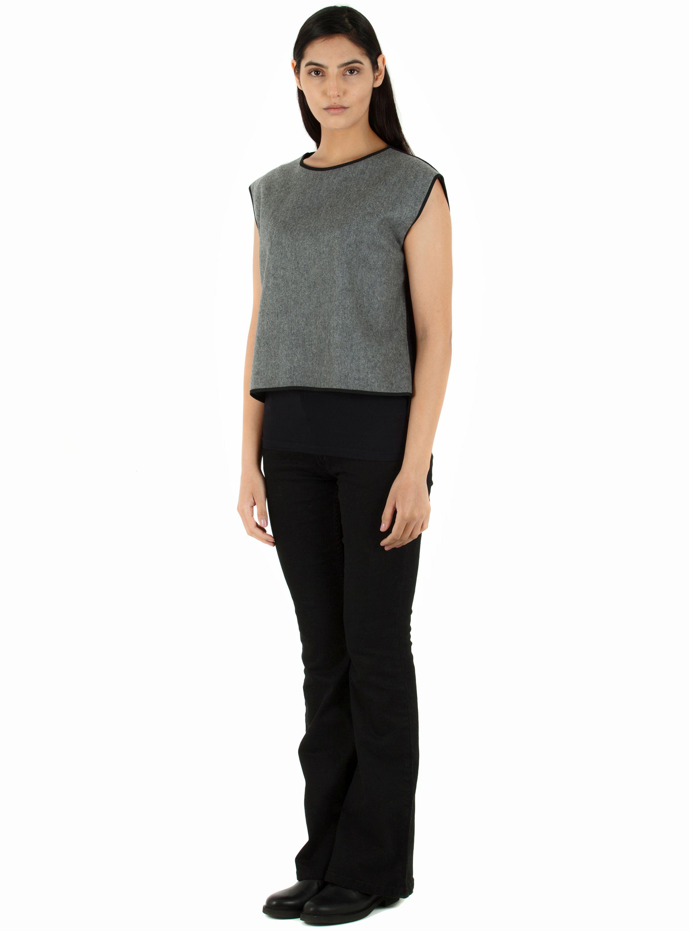 Top Surorigen Lana Merino Negro Gris Talla M-1