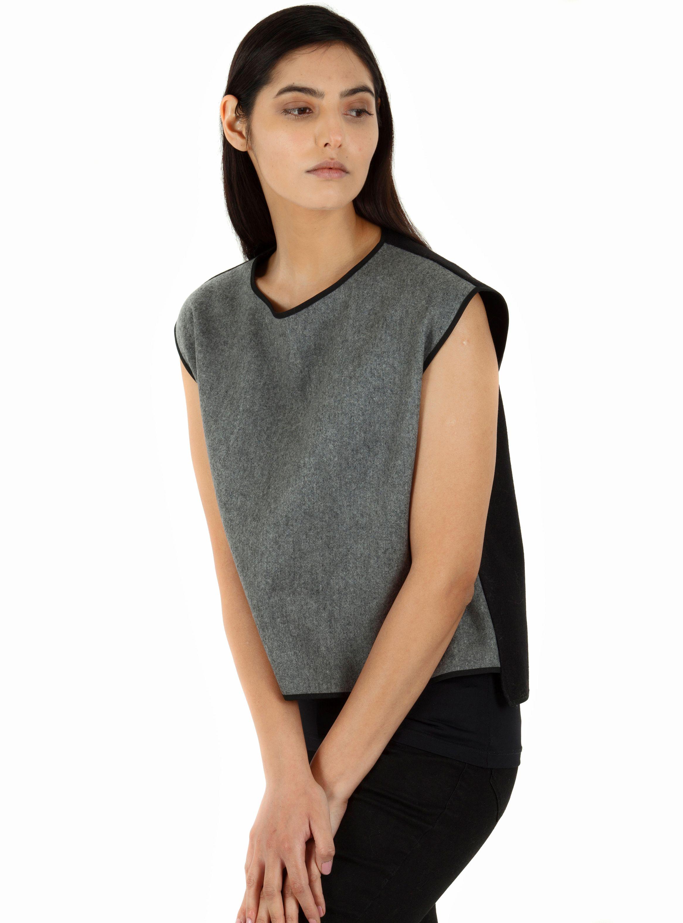 Top Surorigen Lana Merino Negro Gris Talla M-2