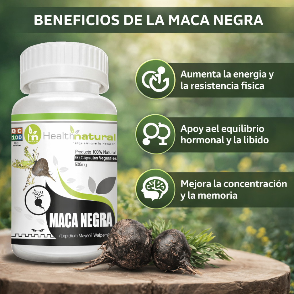 Maca Negra Peruana  100% Natural 90 Capsulas 500mg-2
