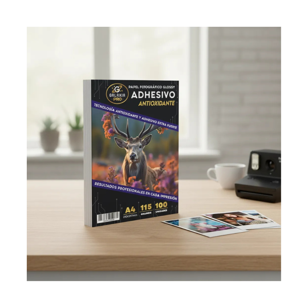 Papel Fotografico Glossy Adhesivo A4 115grs 100 Hojas GALAXIA PRO-2