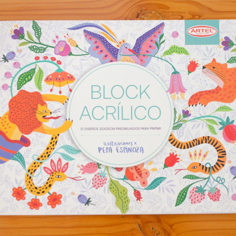 Block Acrilico 12 Ilustraciones Predibujadas Para Pintar 32x25cm Artel-5