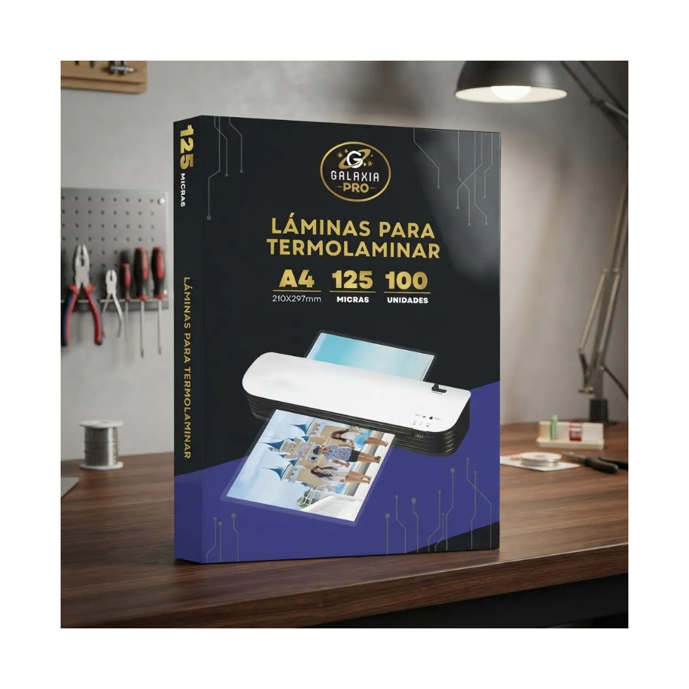 100 Laminas Para Plastificar Termolaminar A4 125 Micrones Galaxia Pro-1