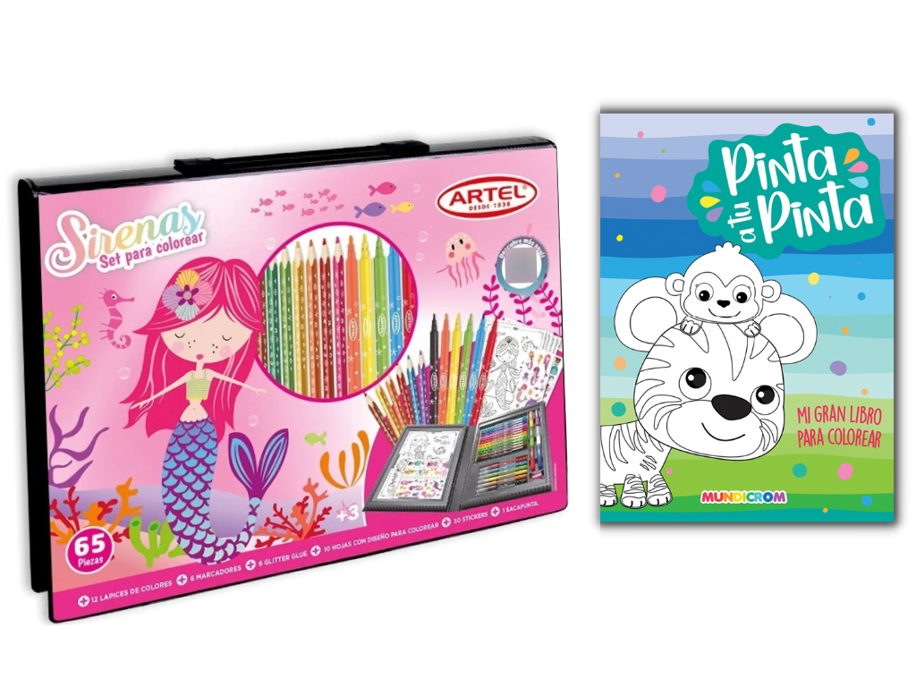 Pack Maleta Artel Sirena + Libro Pinta a tu Pinta -0