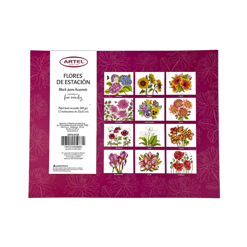 Block Para Acuarela 12 Ilustraciones Flores De Estacion Artel-4
