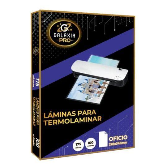 100 Laminas Para Plastificar Termolaminar 175 Micrones Oficio Galaxia PRO-0
