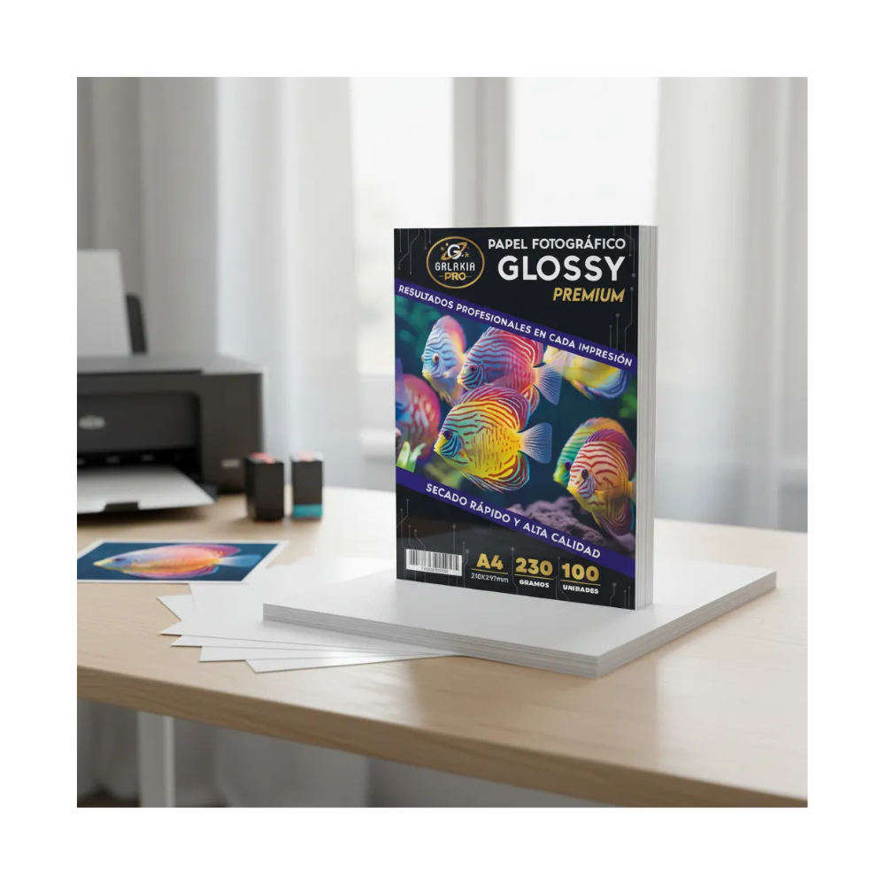 Papel Fotografico Glossy A4 230grs 100 Hojas GALAXIA PRO-3