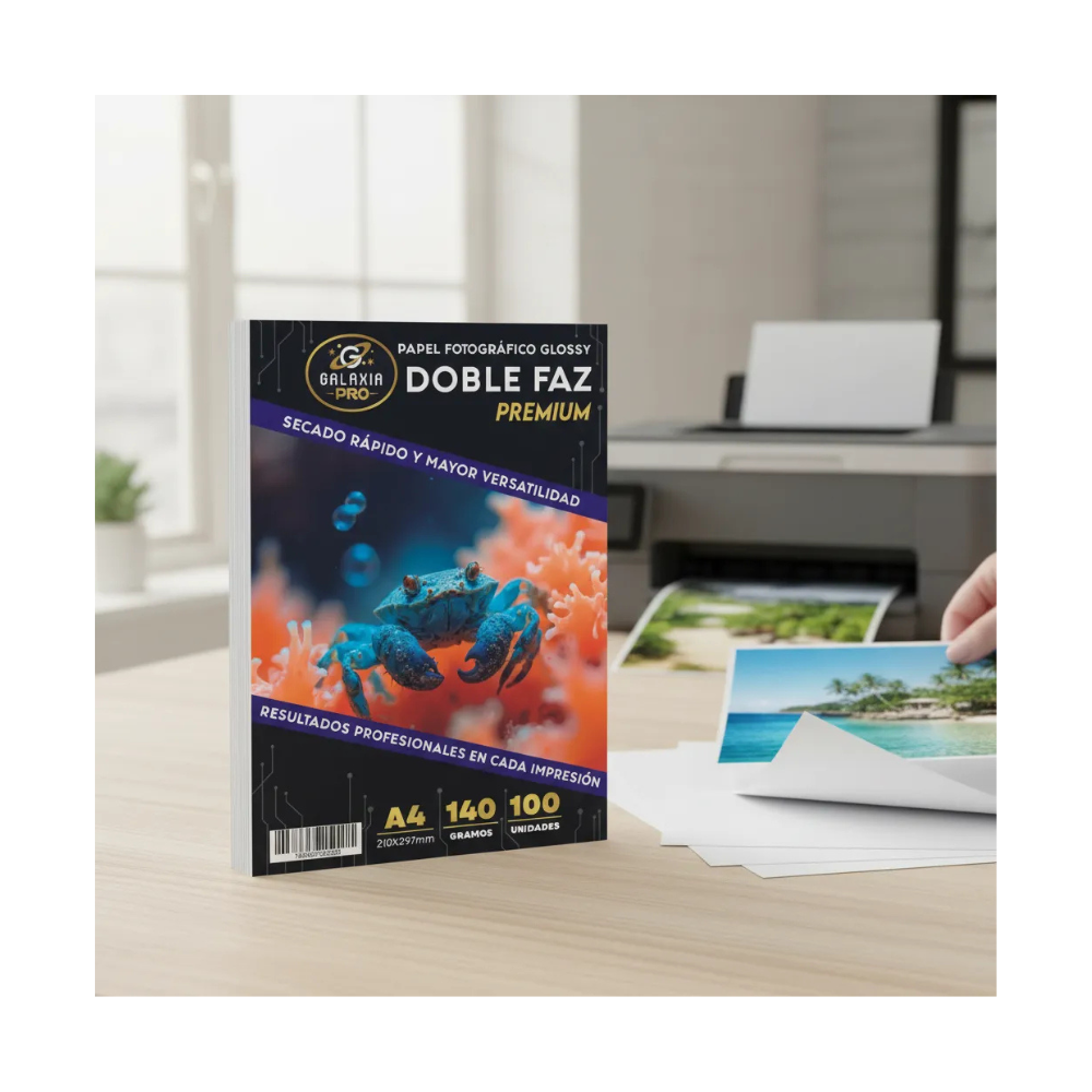 Papel Fotografico Doble Faz Glossy A4 140grs 100 Hojas GALAXIA PRO-2