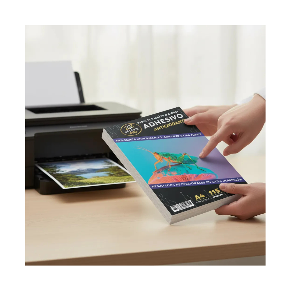Papel Fotografico Glossy Adhesivo A4 115grs 50 Hojas GALAXIA PRO-2