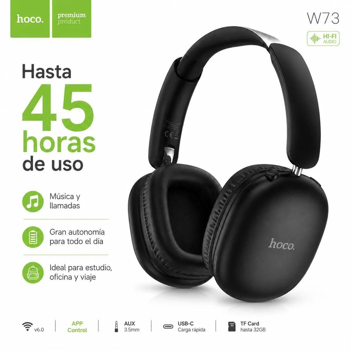 Audífonos Bluetooth HOCO W73 Over Ear Inalámbricos con Micrófono Negro-2