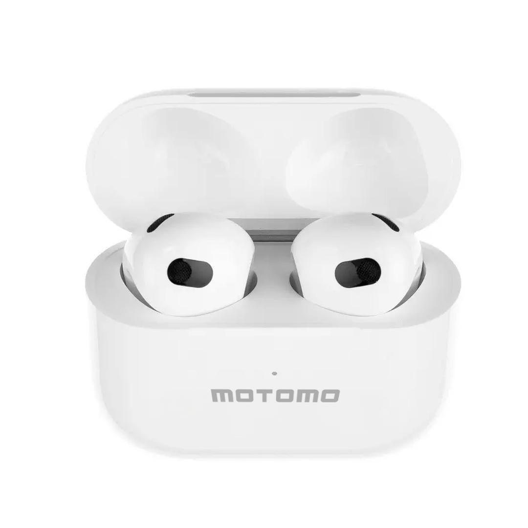 AUDIFONOS IN EAR MOTOMO MO G024 BLUETOOTH CON MICROFONO Y ESTUCHE DE CARGA BLANCO-1