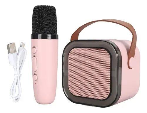 Mini Parlante Karaoke Bluetooth Con Microfono Portatil Rosa-2