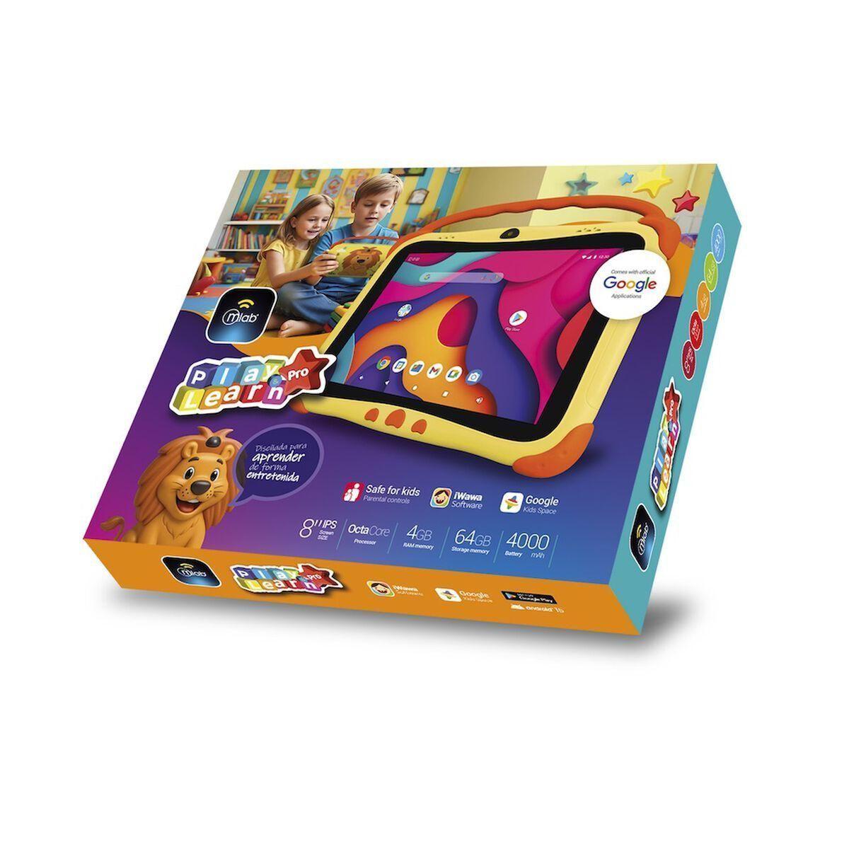 Tablet Infantil MLAB Play Learn Pro 8 Android 15 64GB 4GB RAM WiFi Amarillo-2