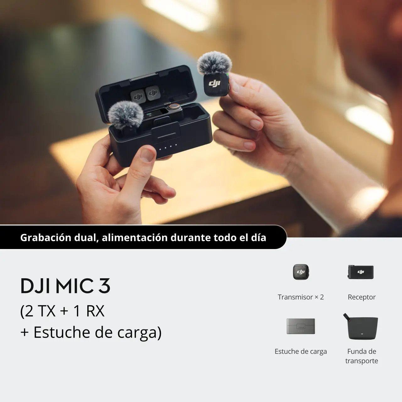 DJI Mic 3 2 TX 1 RX estuche de carga-2