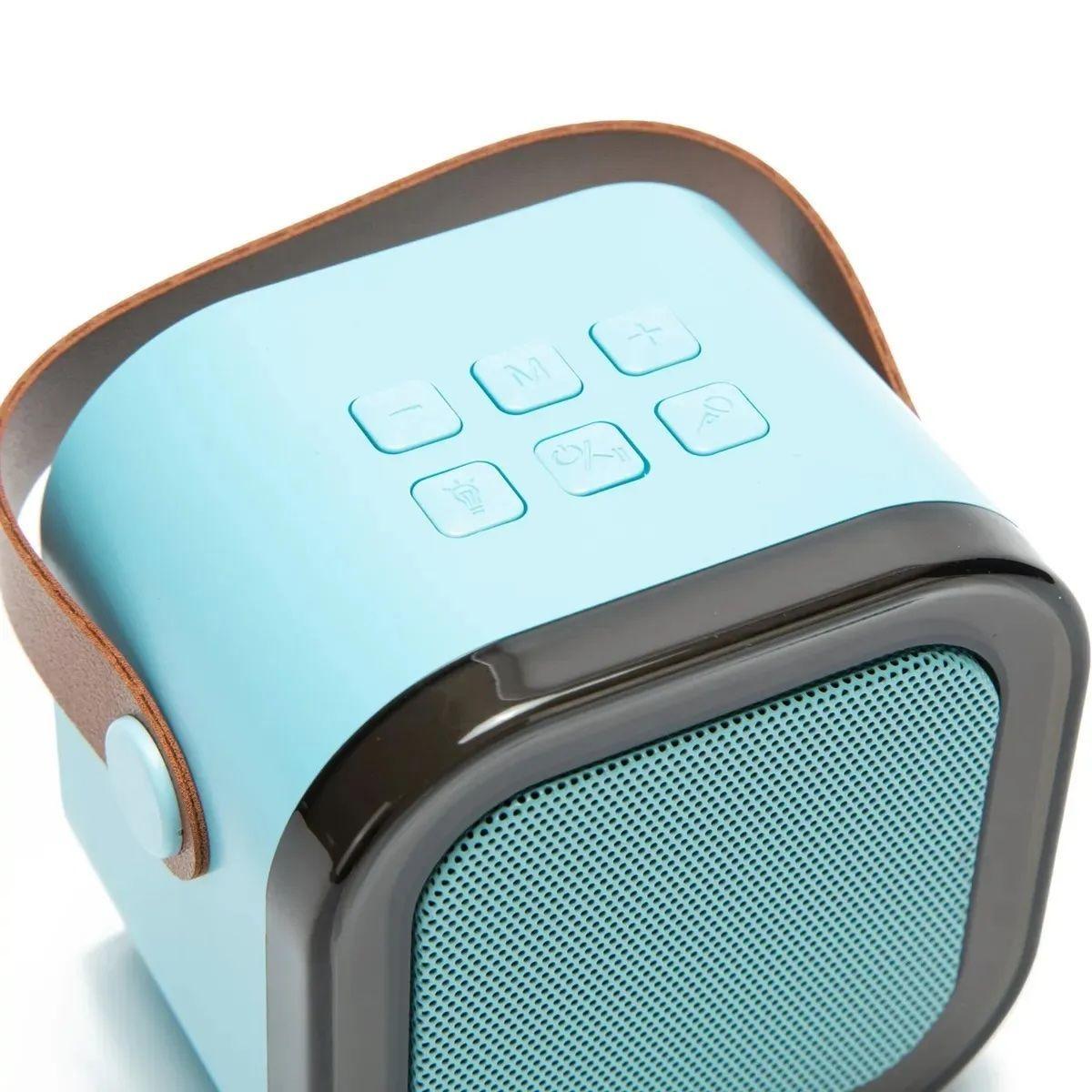 Mini Parlante Karaoke Bluetooth Con Microfono Portatil Celeste-3