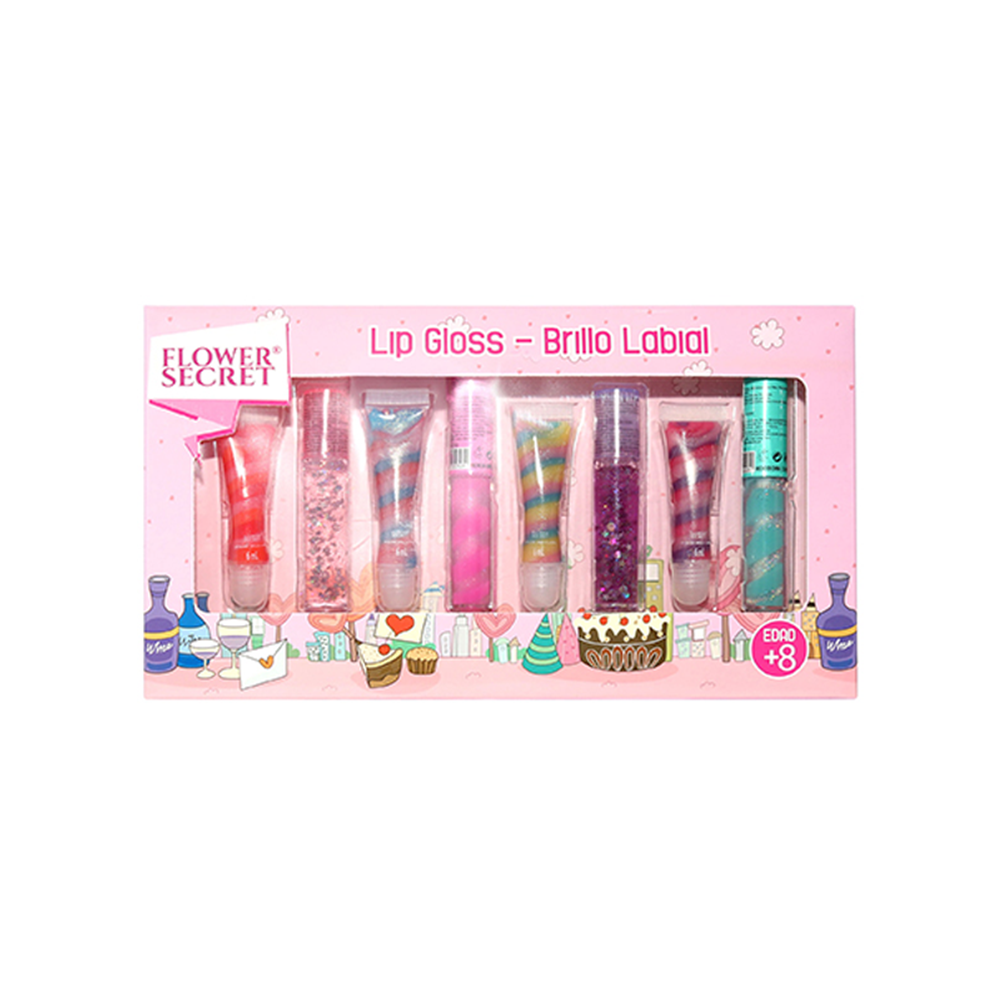 Set de 8 Brillos Labiales para Niñas con Glitter-0