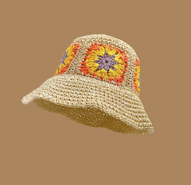 Bucket Hat de Rafia Floral Unisex MIGMA Chile-0