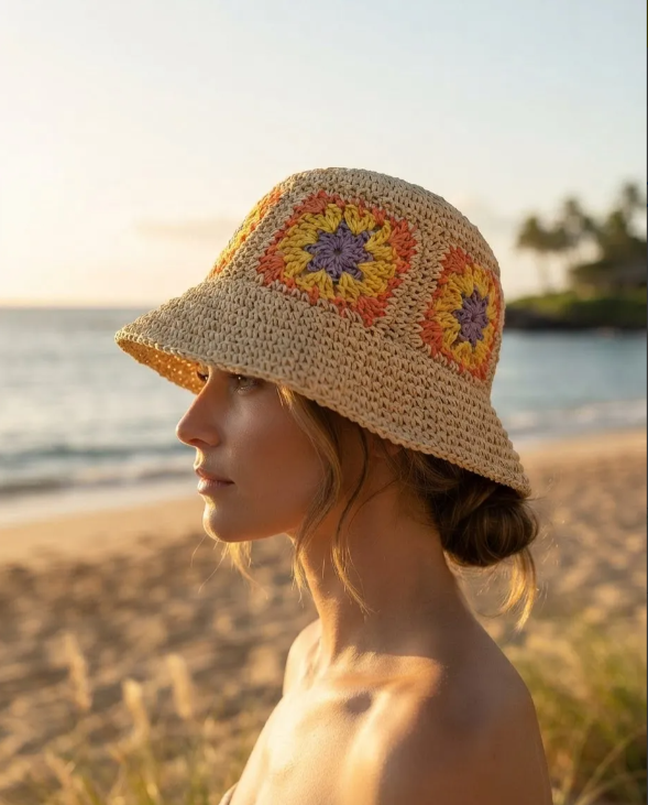 Bucket Hat de Rafia Floral Unisex MIGMA Chile-2