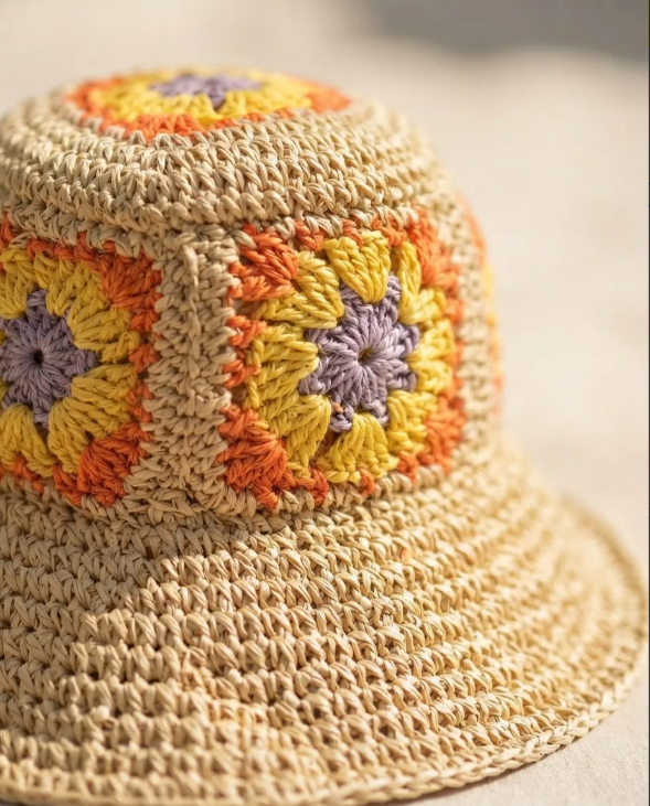 Bucket Hat de Rafia Floral Unisex MIGMA Chile-3