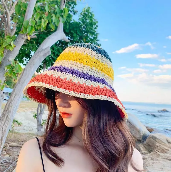 Bucket Hat de Rafia Multicolor Unisex MIGMA Chile-3