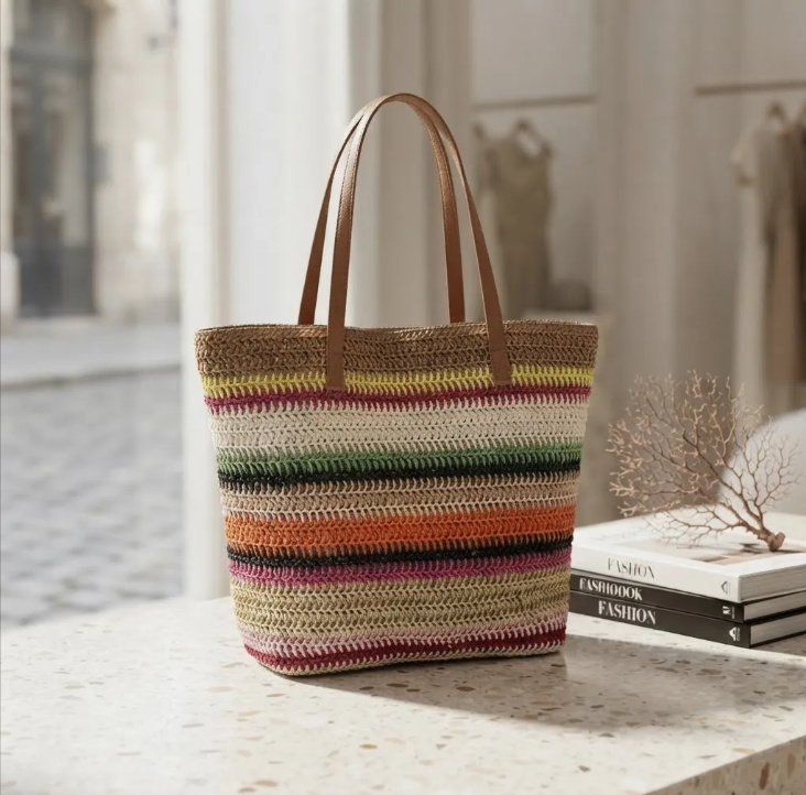 Bolso Playero de Rafia Multicolor para Mujer MIGMA Chile-2