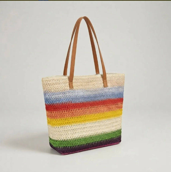 Bolso Playero de Rafia Multicolor para Mujer MIGMA Chile-0