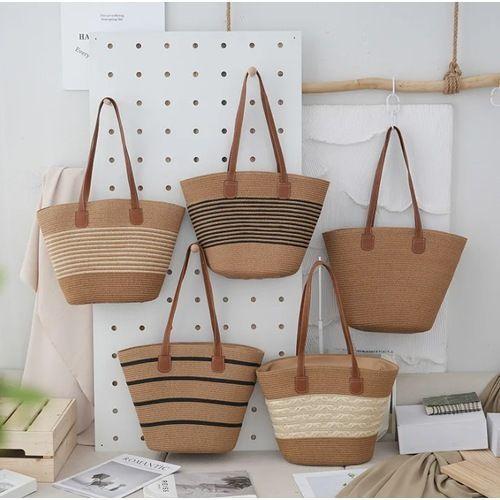 Bolso Playero de Rafia Rayas para Mujer MIGMA Chile 1 de 1-2