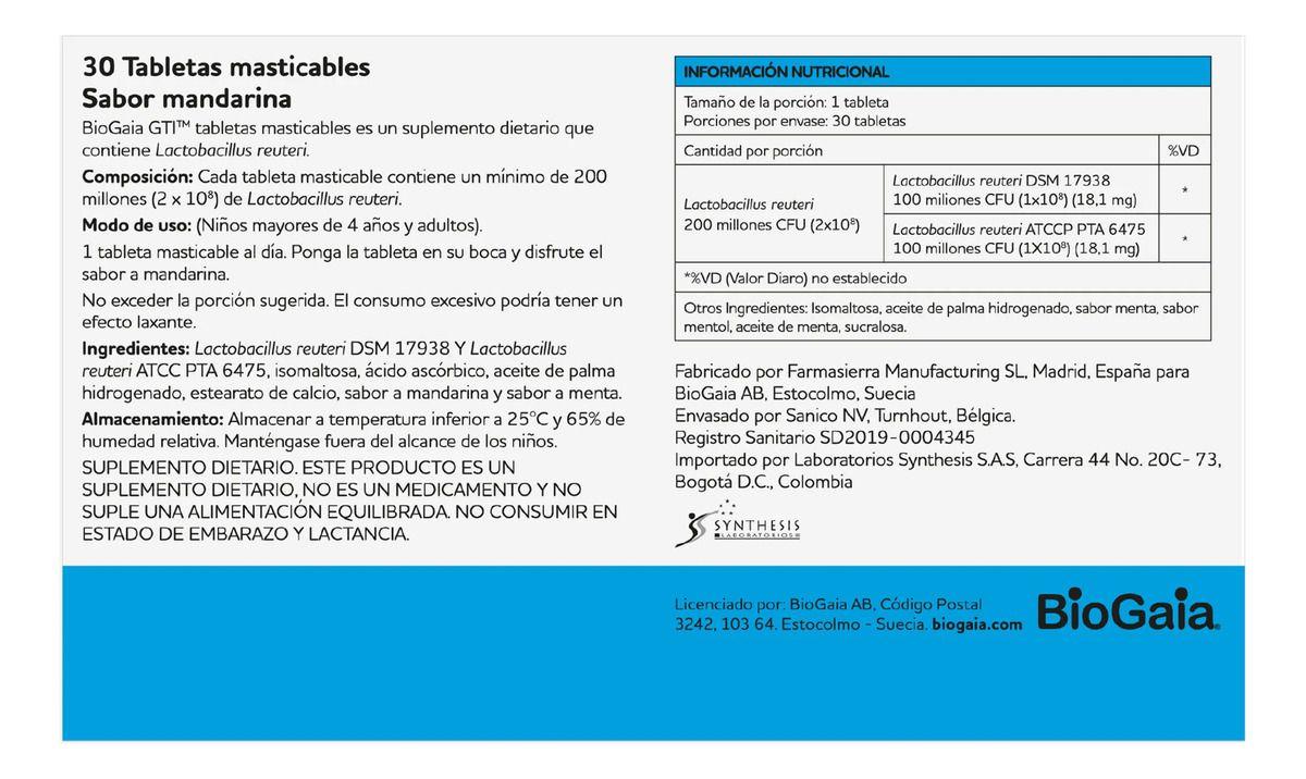 Biogaia Gti Estimula Sistema Inmune 30 Comp Masticables-1