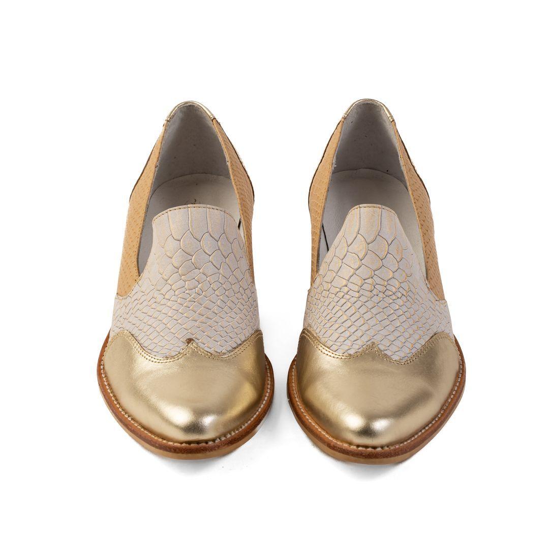 Zapato Vaniuska Blanco con Dorado-2