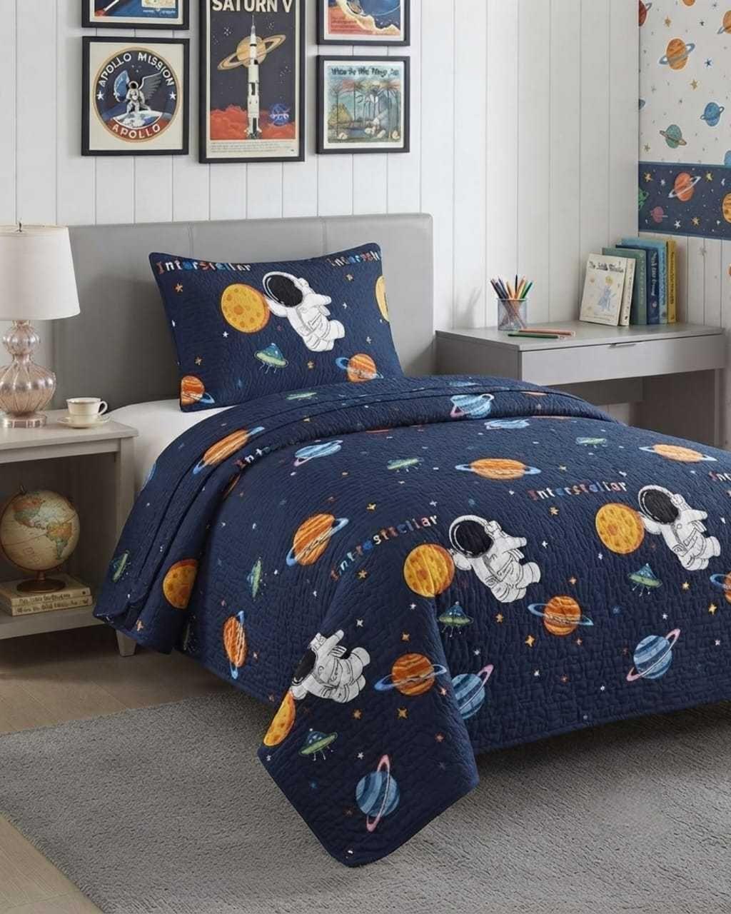 Cubrecama Quilt de Verano Plaza y Media Diseños Infantiles Mas Funda.-1