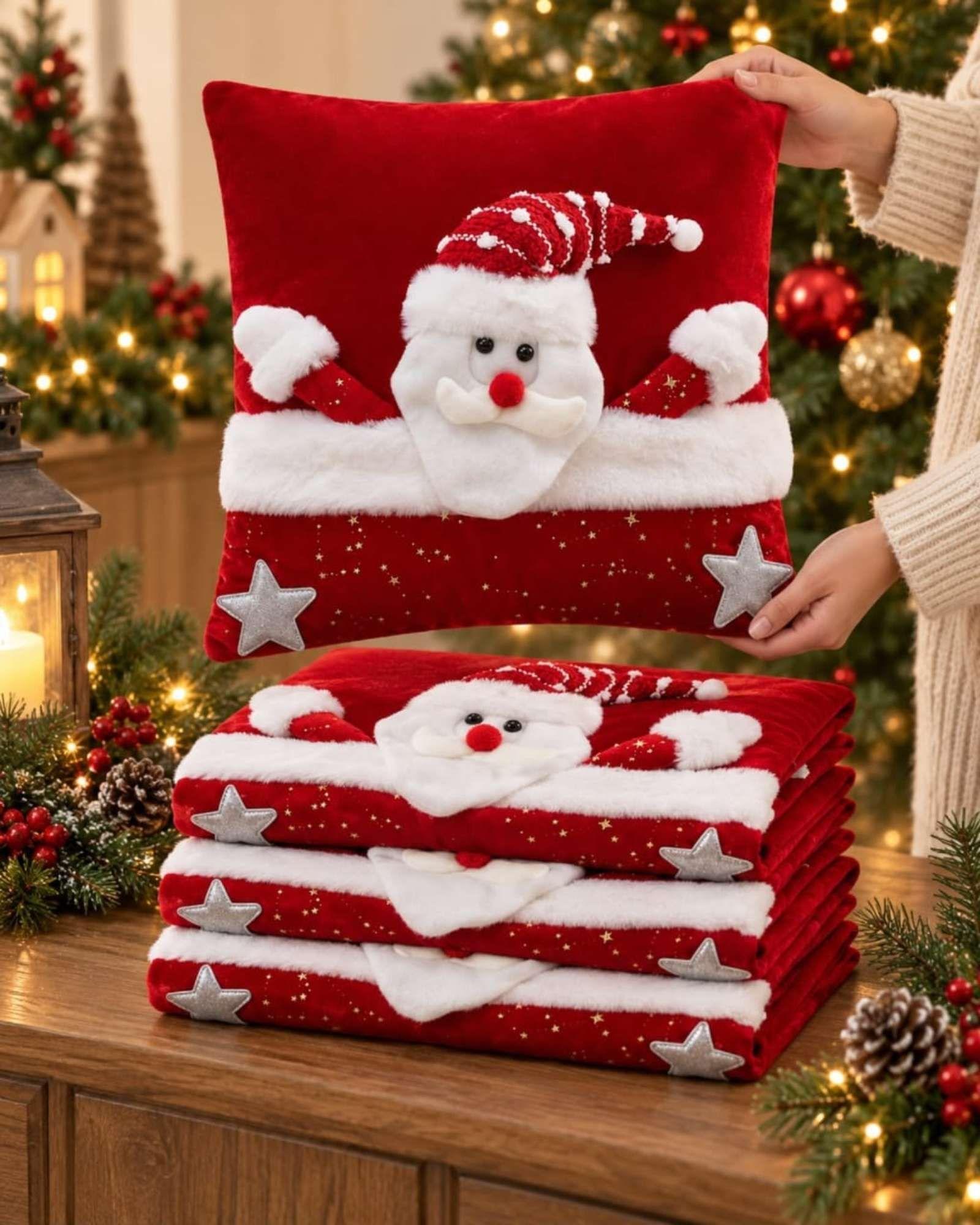 Pack de 4 Fundas para Cojín Navidad  45x45 cm  en Relieve 3D B2-3