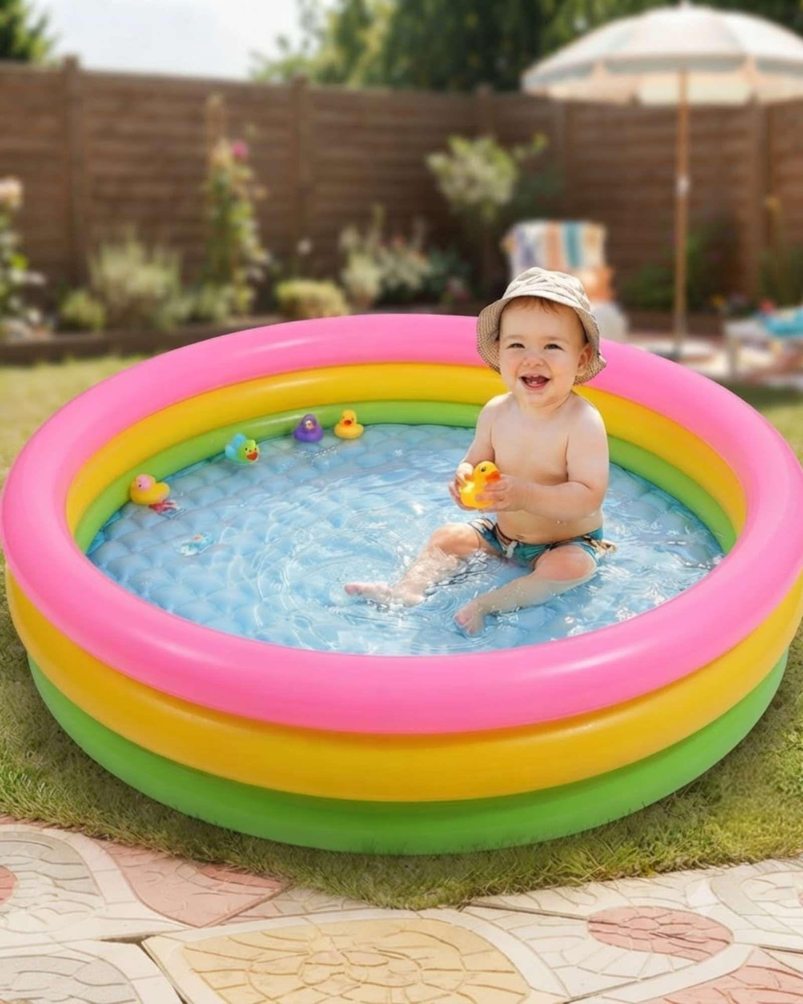 Piscina Infantil Inflable 3 Anillos 114 CM Arcoiris01-0