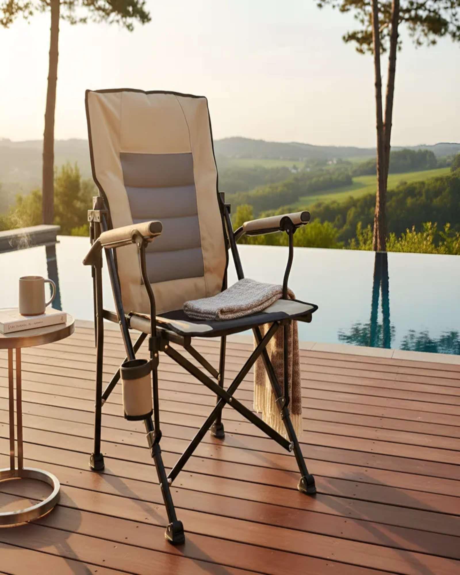 Silla Plegable De Playa Camping Picnic Porta Vasos Portátil-4