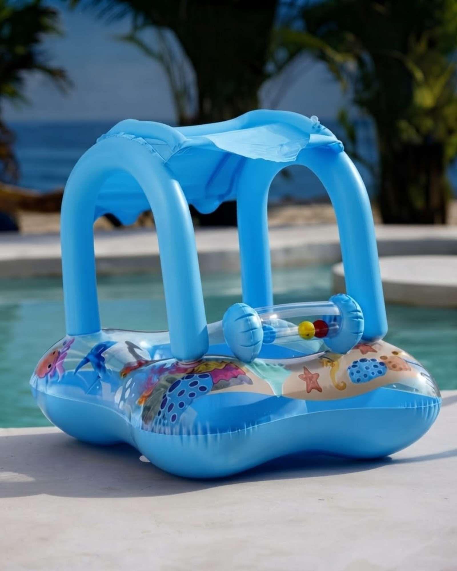 Flotador Bebé Con Techo Parasol y Asiento Piscina9-0