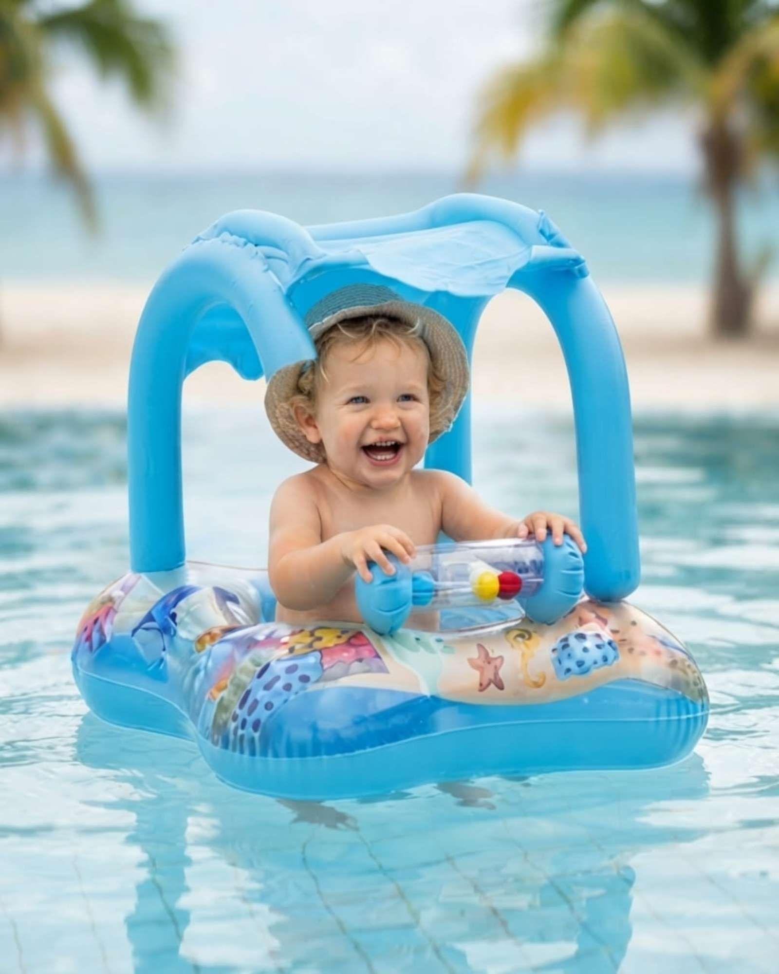 Flotador Bebé Con Techo Parasol y Asiento Piscina9-4