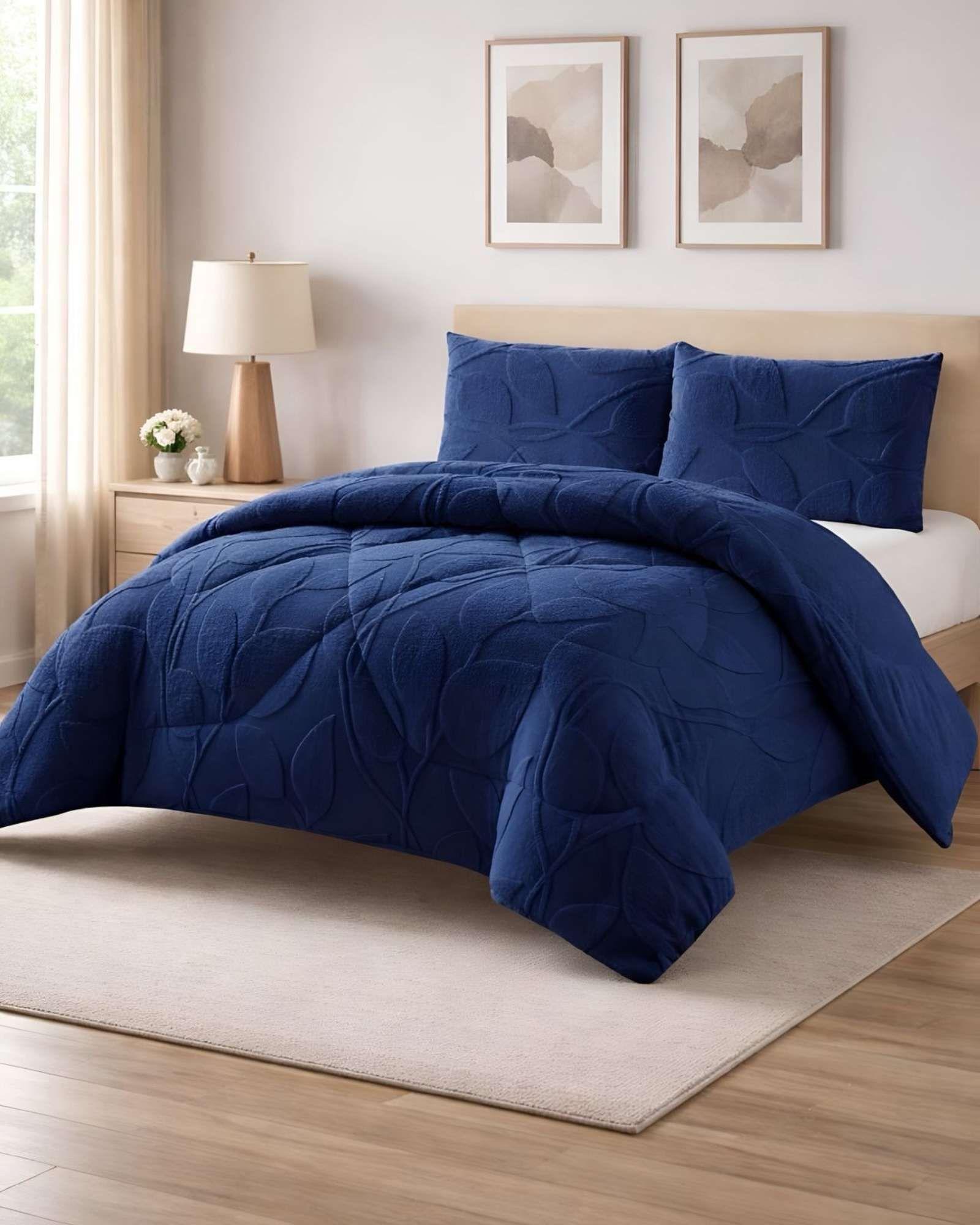 Cubrecama Acolchado con chiporro diseño Texturizado Hojas King K4-4