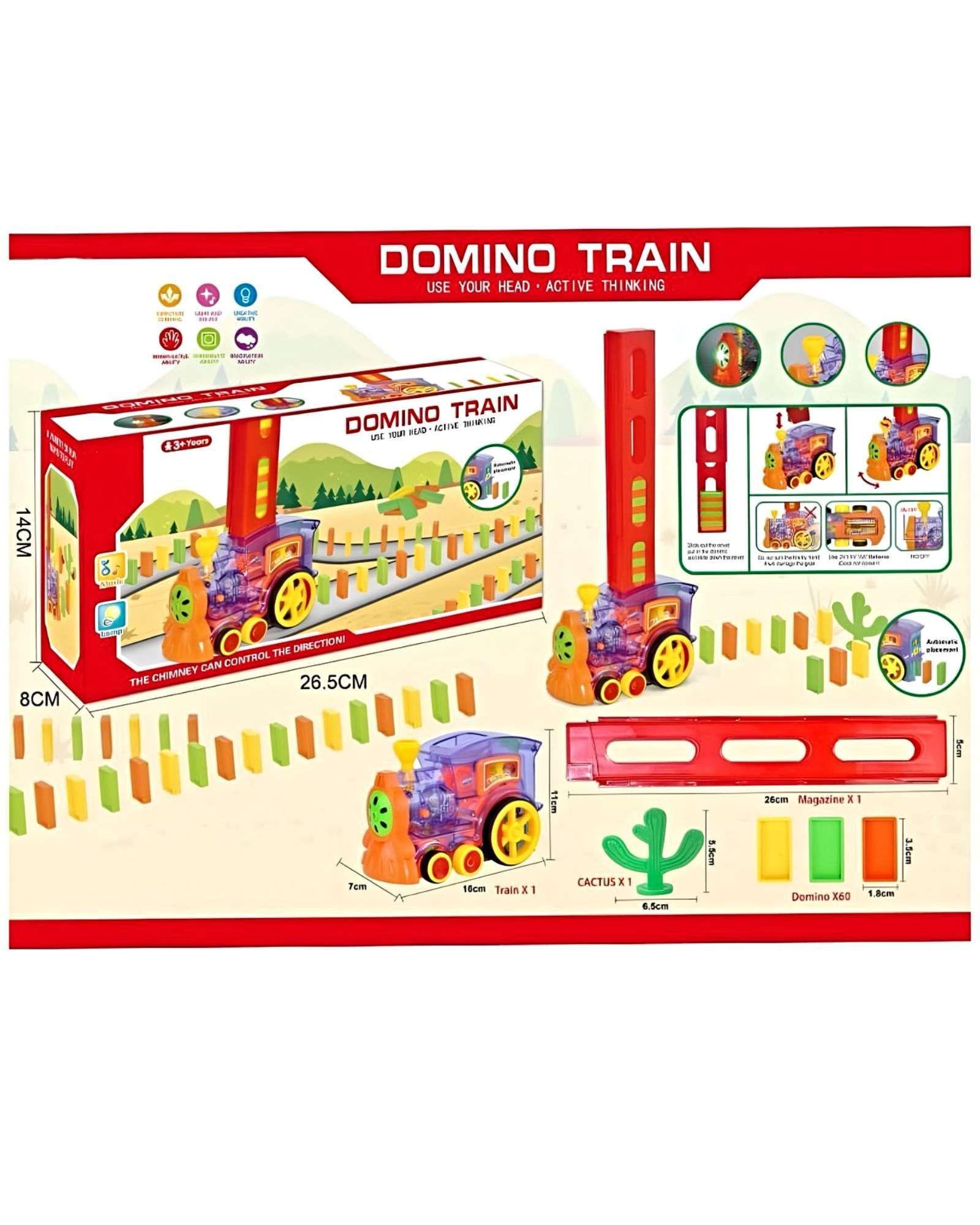 Juego de tren de dominó luz y sonido infantil con 80 piezas-2