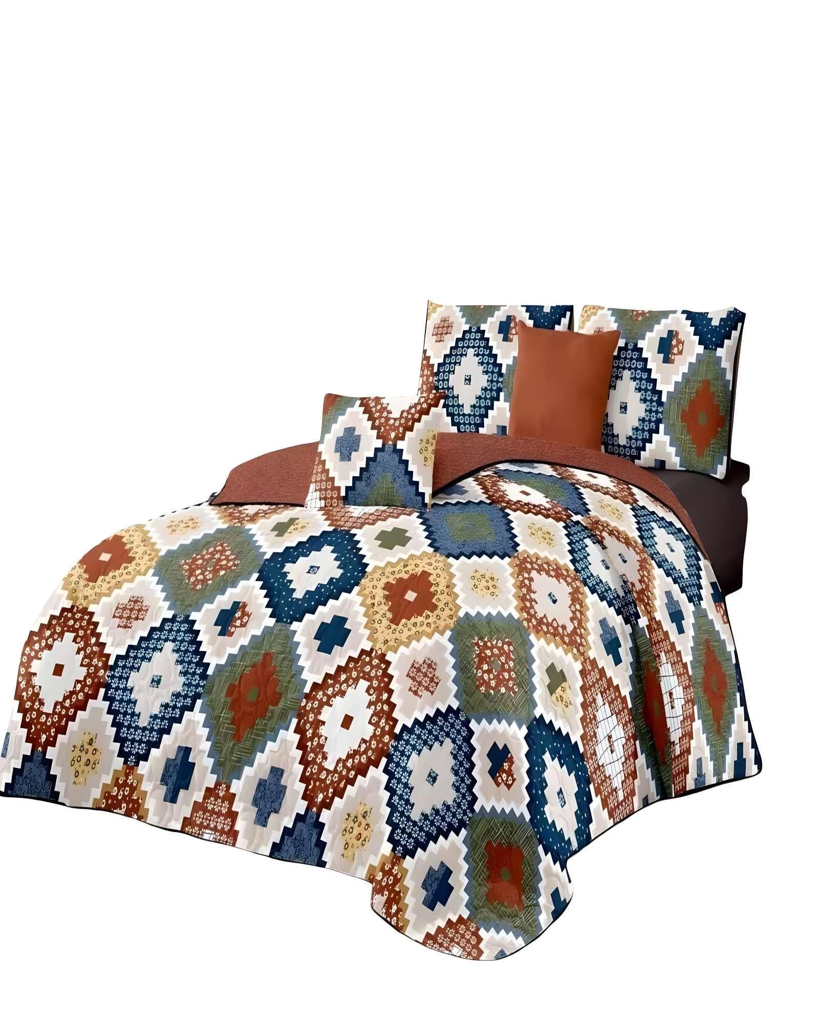 CUBRECAMA CON DISEÑOS  KING 250 X 270 CM + 2 ALMOHADAS P10-2