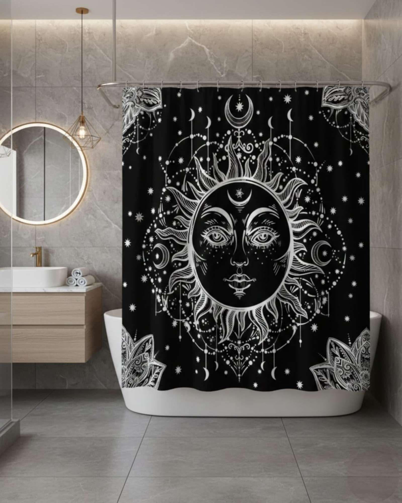 Juego de Cortina de Baño Tela Género + Forro Impermeable T28-0