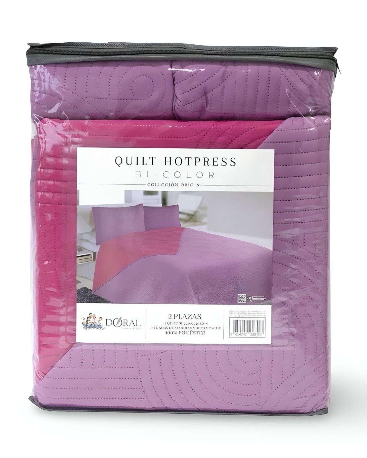 Cubrecama Colcha Quilt Hotpress Liso Bicolor King Doral D04-3