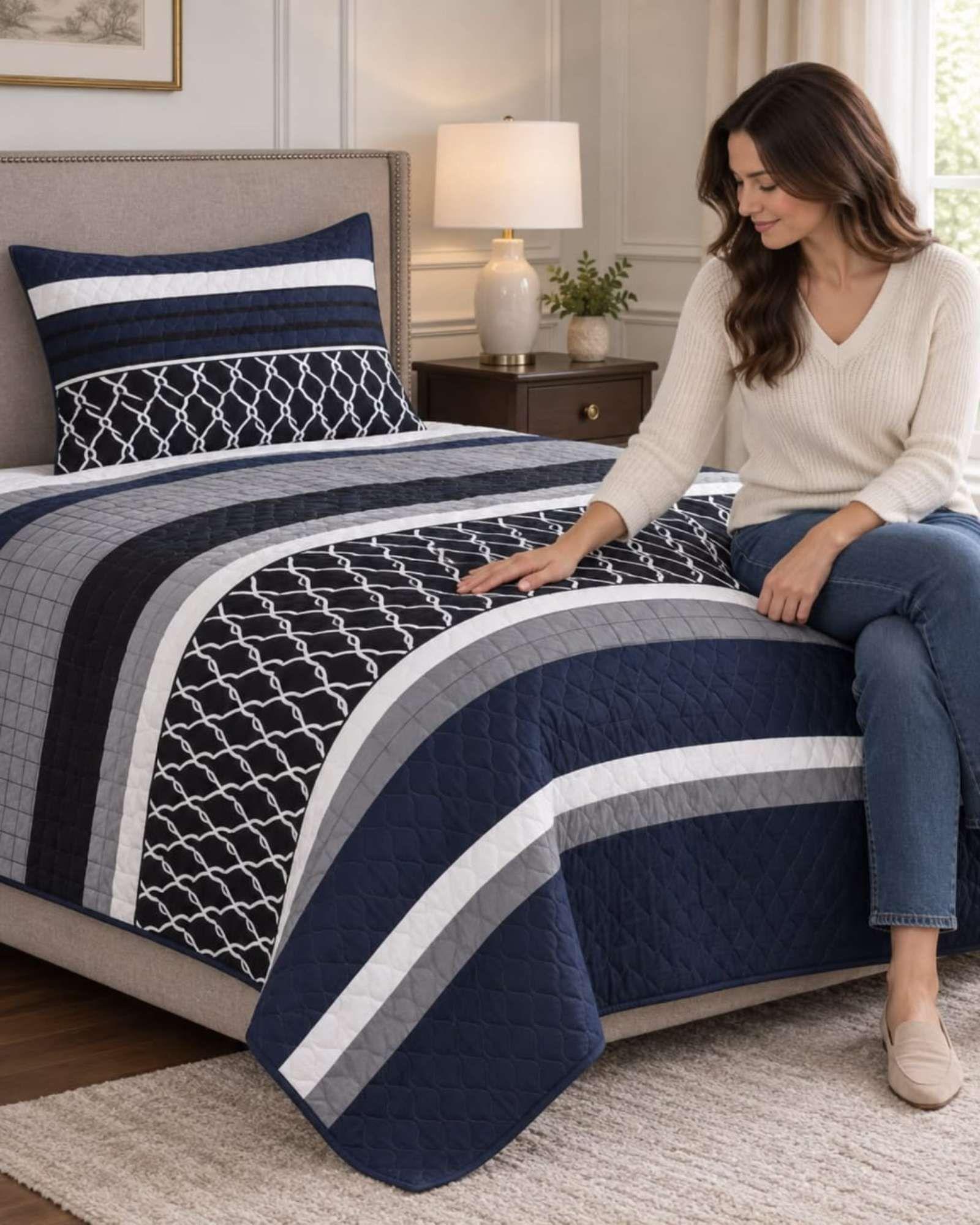 Cubrecama de Verano Plaza y Media Mas Funda De Almohada C8-2