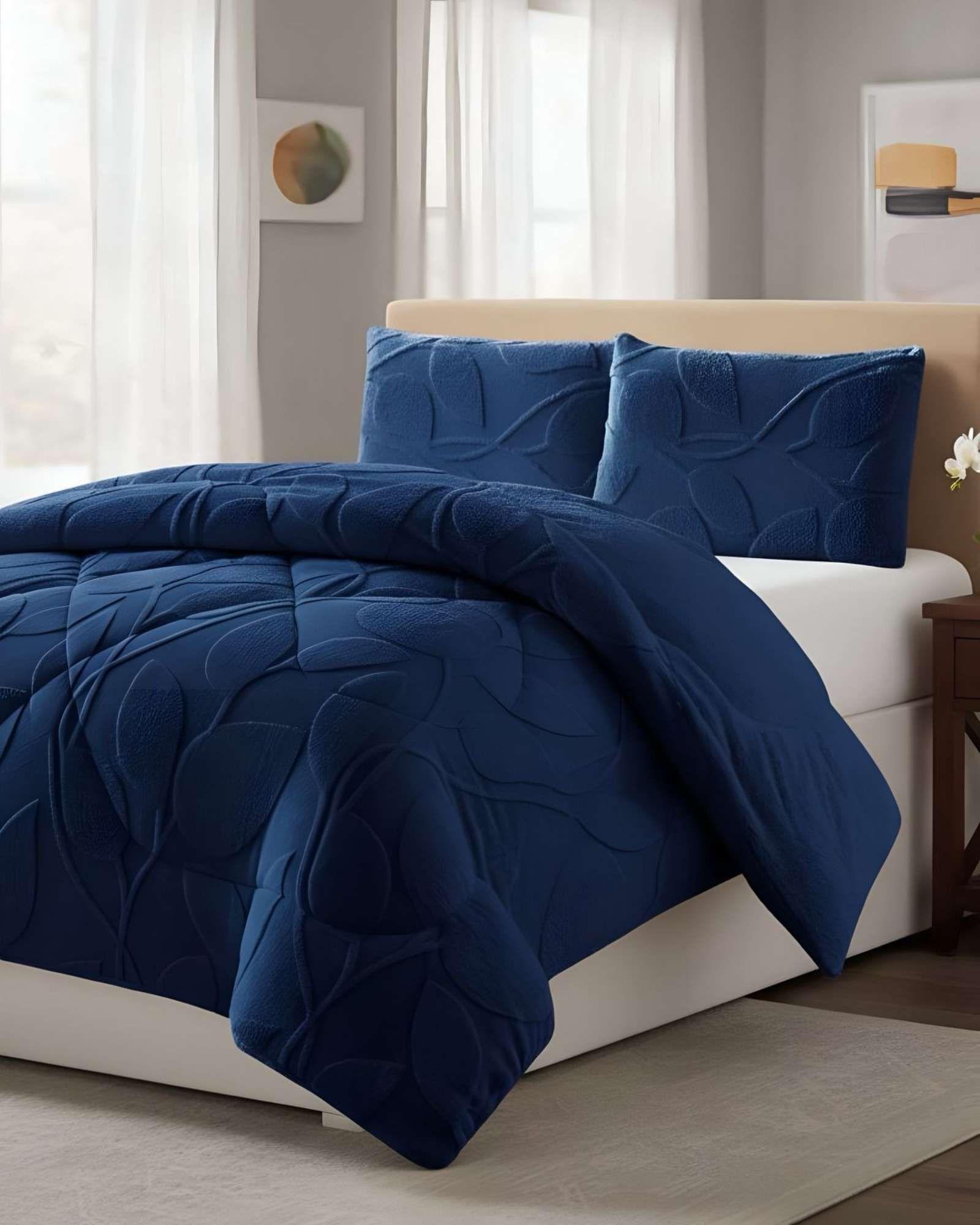 Cubrecama Acolchado con chiporro diseño Texturizado Hojas 2 Plazas  TF4-3