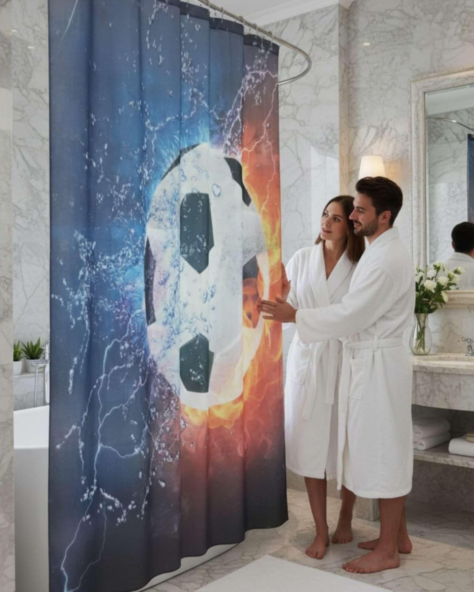 Juego de Cortina de Baño Tela Género + Forro Impermeable T21-1