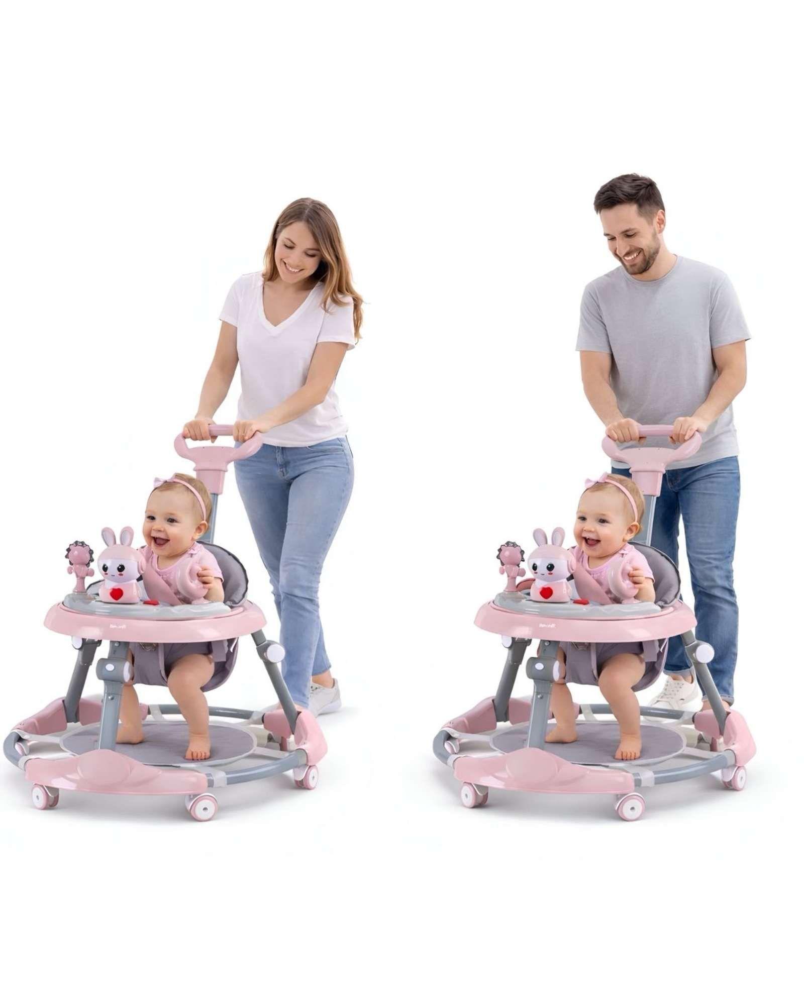 Pack 2 Andador de Bebe Gemelos con Juegos Interactivos Rosado-2