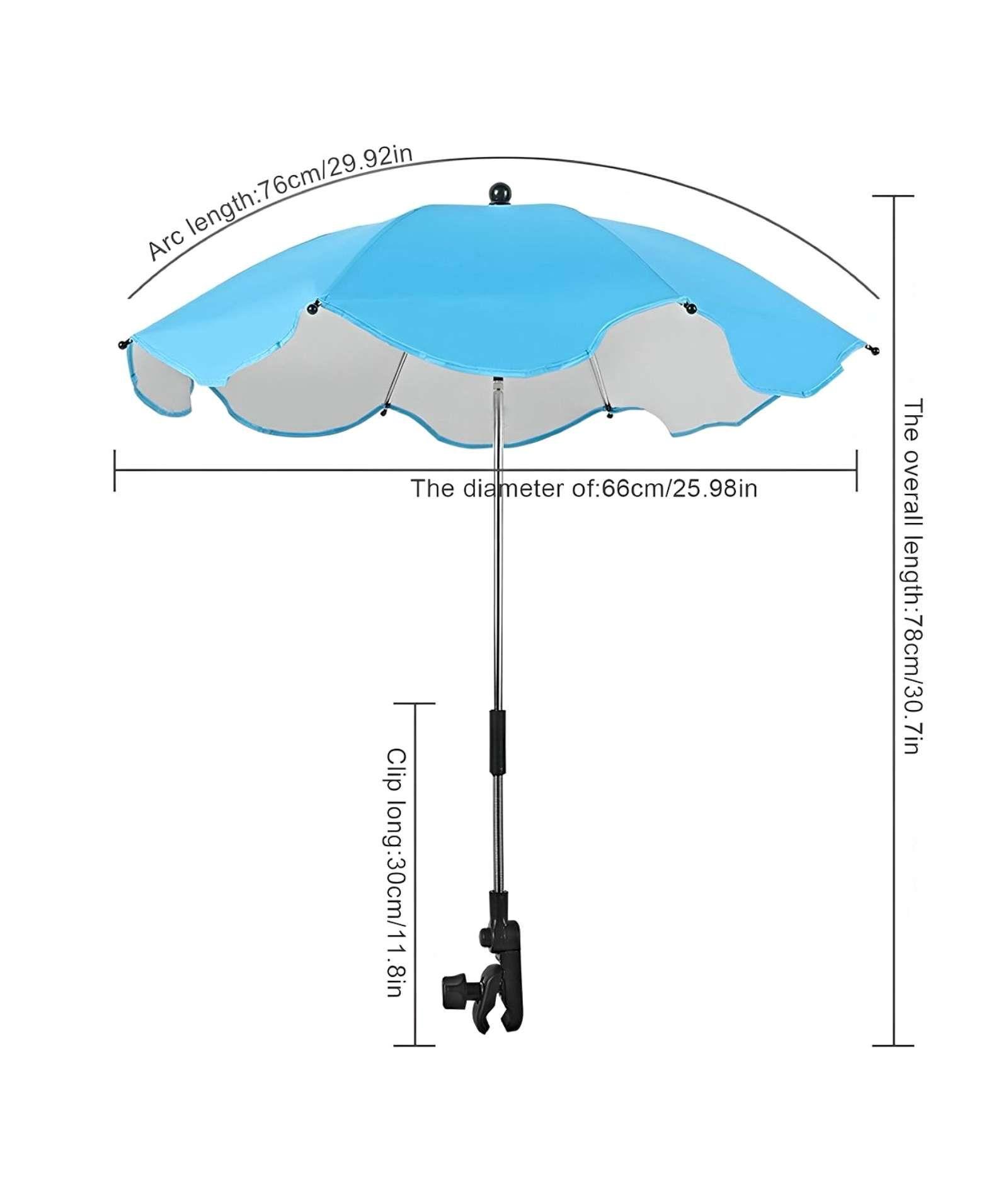 Sombrilla UV portátil para cochecito de bebé AZUL-2