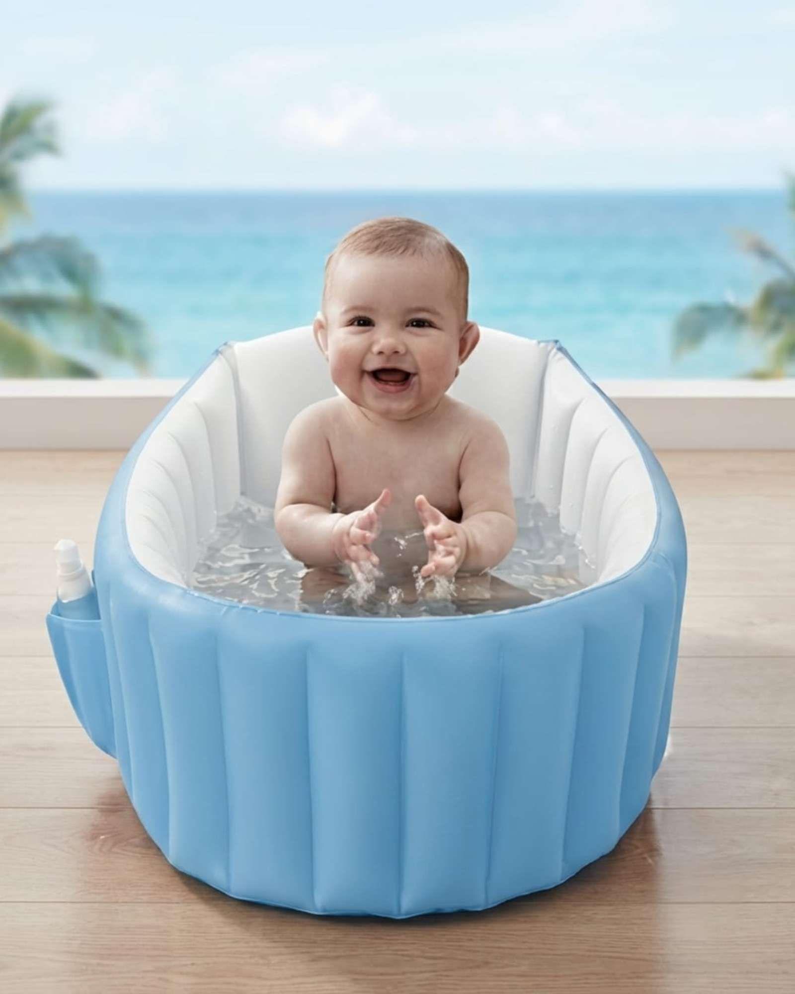 Bañera Tina Para Bebés Inflable Portátil Plegable Antideslizante. -2