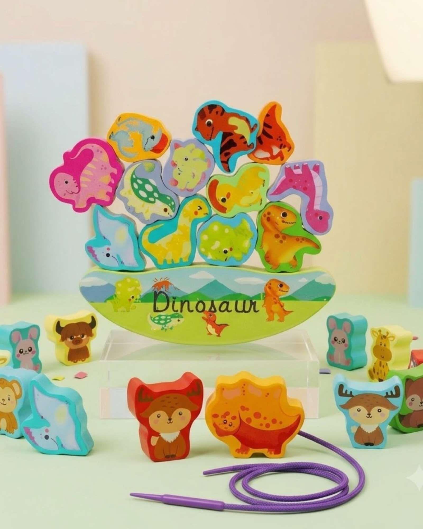 Juego de Equilibrio Montessori Dinosaurios de Madera-2