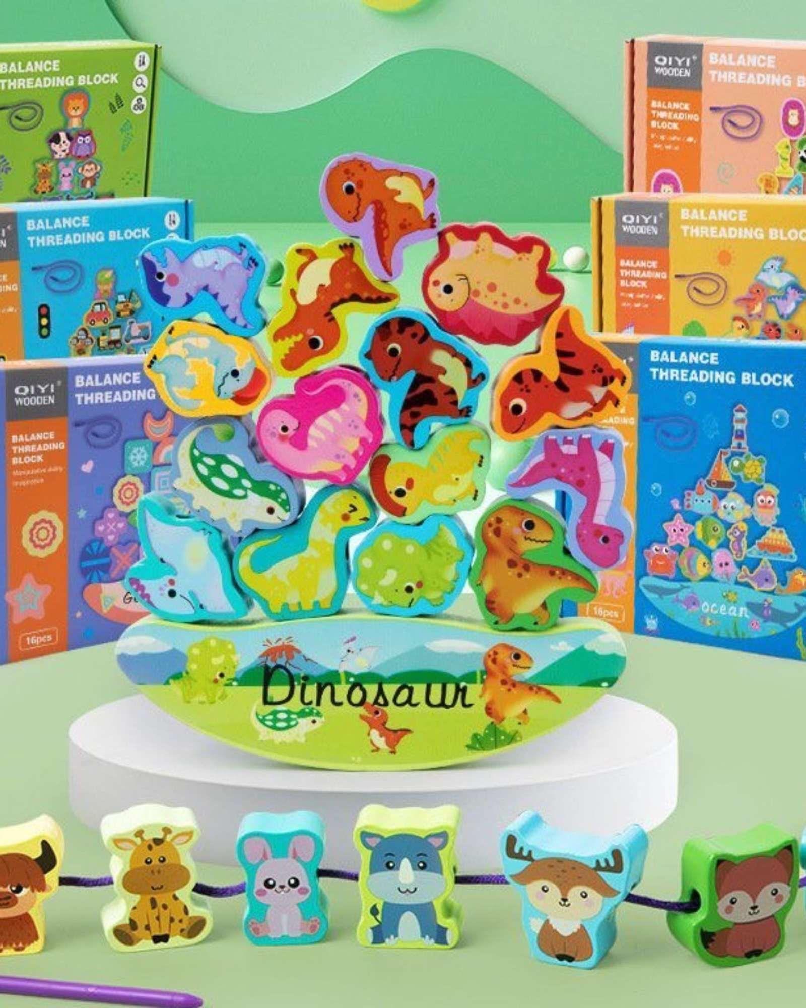Juego de Equilibrio Montessori Dinosaurios de Madera-3